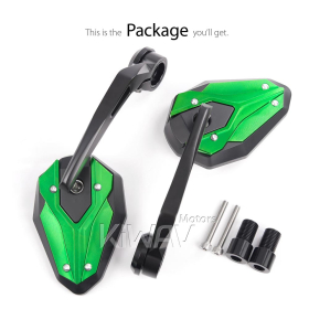 ViperII all green heavy weight bar end mirrors compatible with Yamaha