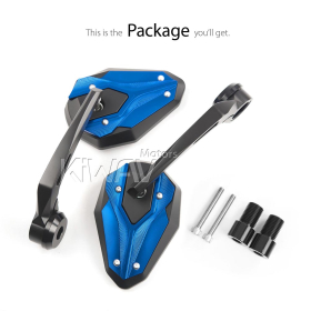 ViperII all blue heavy weight bar end mirrors compatible with Yamaha M16 threaded handlebar