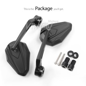 4Rizz black heavy weight bar end mirrors compatible with Yamaha M16 threaded handlebar