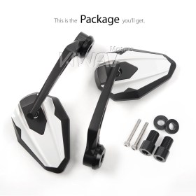 4Rizz white heavy weight bar end mirrors compatible with Yamaha M16 threaded handlebar