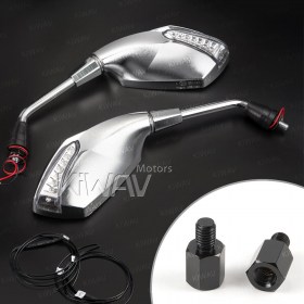 Fist sandblasting chrome LED mirrors compatible with BMW with auxiliary LED running light