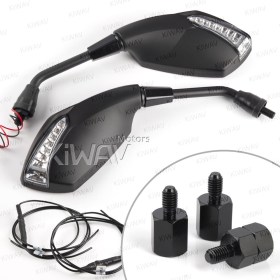 Fist black LED mirrors for 8mm scooters and motorcycles
