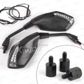Fist carbon LED mirrors for 8mm scooters and motorcycles