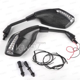Fist carbon LED mirrors compatible with Harley Davidson with auxiliary LED running light