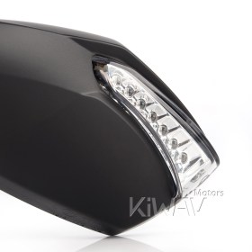 Fist black LED mirrors compatible with Harley Davidson with auxiliary LED running light