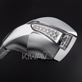 Fist sandblasting chrome LED mirrors compatible with Harley Davidson with auxiliary LED running light