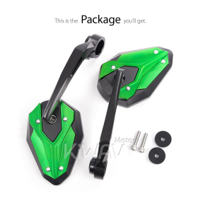 ViperII all green bar end mirrors compatible with Moto Guzzi motorcycles