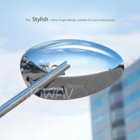 OvalII chrome mirrors for M10 metric bike & Harley Davidson