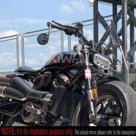 バーエンドミラー　マンバ　丸型　ツヤ消し仕上げカーボンファイバー　2021以降のハーレーSportster S Nightsterに取付可能