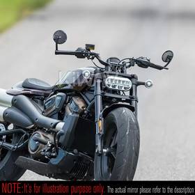 バーエンドミラー　マンバ　丸型　光沢仕上げカーボンファイバー　2021以降のハーレーSportster S Nightsterに取付可能