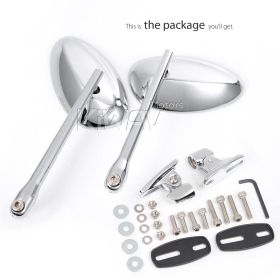 OvalII chrome fairing mount mirrors w/ chrome adapter