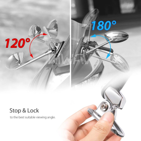 OvalII chrome fairing mount mirrors w/ chrome adapter compatible with Ducati Panigale