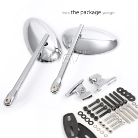 OvalII chrome fairing mount mirrors w/ chrome adapter compatible with Ducati Panigale