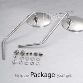 stainless steel mirrors Stan round chrome compatible with Harley Triumph