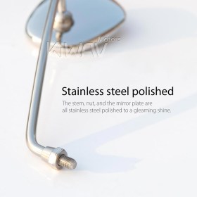 Stan Square Rise polished stainless steel Albert style replica mirror LH clutch side perch mount for BMW pre 1970s