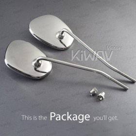 Stan square polished stainless steel headlight mirrors compatible with early BMW vintage models