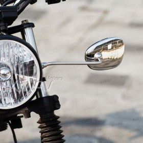 Stan square polished stainless steel headlight mirrors compatible with early BMW vintage models
