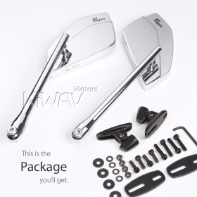 CleaverII chrome fairing mount mirrors w/ black adapter