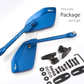 CleaverII blue fairing mount mirrors w/ black adapter