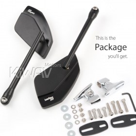 CleaverII black fairing mount mirrors w/ chrome adapter
