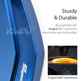 CleaverII blue fairing mount mirrors w/ chrome adapter