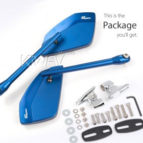 CleaverII blue fairing mount mirrors w/ chrome adapter
