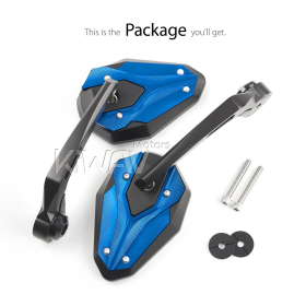 ViperII all blue bar end mirrors compatible with Royal Enfield Interceptor 650