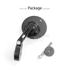 Orbii black bar end mirror a piece compatible with Royal Enfield Interceptor 650
