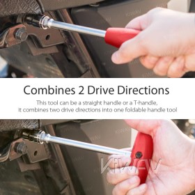 3/8 inch square drive with magnetic 1/4 hex bit handle red