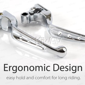 brake & clutch levers chrome compatible with Harley '08-'13 Touring & '14- Trike models EDGE CUT TYPE B