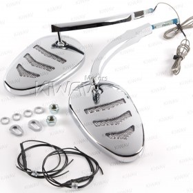 Arrow chrome LED mirrors compatible with Harley Davidson running light+indicator
