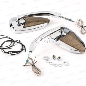 Flash chrome LED mirrors compatible with Harley Davidson running light+indicator