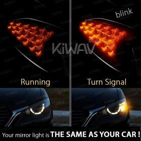 Flash chrome LED mirrors compatible with Harley Davidson running light+indicator