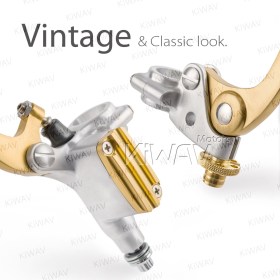 バイク用ハンドコントロールセット　ビンテージ　金とクロム　1"ハンドルバーに取付可能