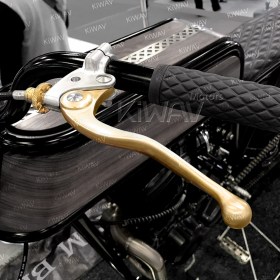 バイク用ハンドコントロールセット　ビンテージ　金とクロム　1"ハンドルバーに取付可能