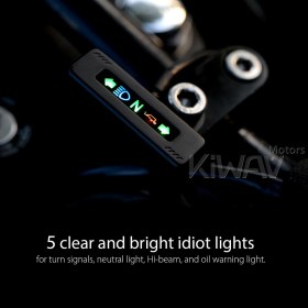 KiWAV custom motorcycle LED mini dashboard warning lights matte black