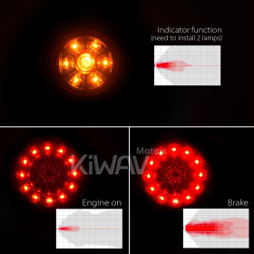 Motorcycle LED round tail light/brake light universal fit
