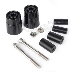 motorcycle black CNC aluminum bar ends rubber mount two-tone color style universal fit 7/8 & 1 inch hollow handlebar
