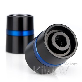 motorcycle blue CNC aluminum bar ends rubber mount two-tone color style universal fit 7/8 & 1 inch hollow handlebar