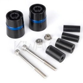 motorcycle blue CNC aluminum bar ends rubber mount two-tone color style universal fit 7/8 & 1 inch hollow handlebar
