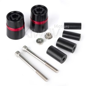 motorcycle red CNC aluminum bar ends rubber mount two-tone color style universal fit 7/8 & 1 inch hollow handlebar