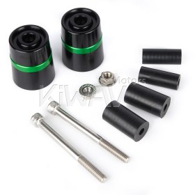 motorcycle green CNC aluminum bar ends rubber mount two-tone color style universal fit 7/8 & 1 inch hollow handlebar