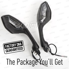 Pair of Mirrors compatible with Yamaha YZF-R1 '15 Black with LED Turn Signal