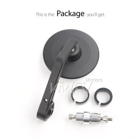 Colin black round bar end mirror universal fit for 7/8, 1 inch handlebars insert type