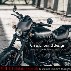 Colin black round bar end mirror compatible for Harley Sportster Dyna Softail XG street