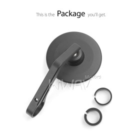 Colin black round bar end mirror universal fit for 7/8, 1 inch handlebars clamp-on type