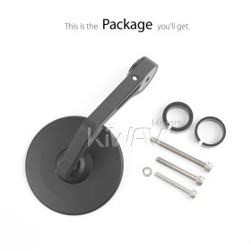 Colin black round bar end mirror compatible for Triumph air-cooled motorcycles