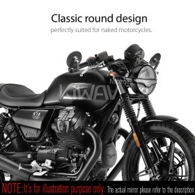 Colin black round bar end mirror compatible for Moto Guzzi