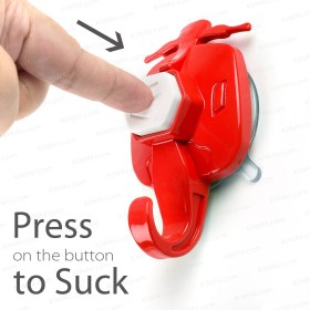 Scooter suction cup hook red with white button