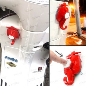 Scooter suction cup hook red with white button